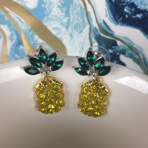 Yellow Pineapple Jewel Drop Earrings